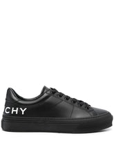 Logo-print leather sneakers